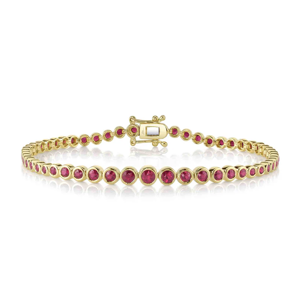SHY CREATION INC 14kt Yellow Gold 2.28 Ruby Bezel Tennis Bracelet