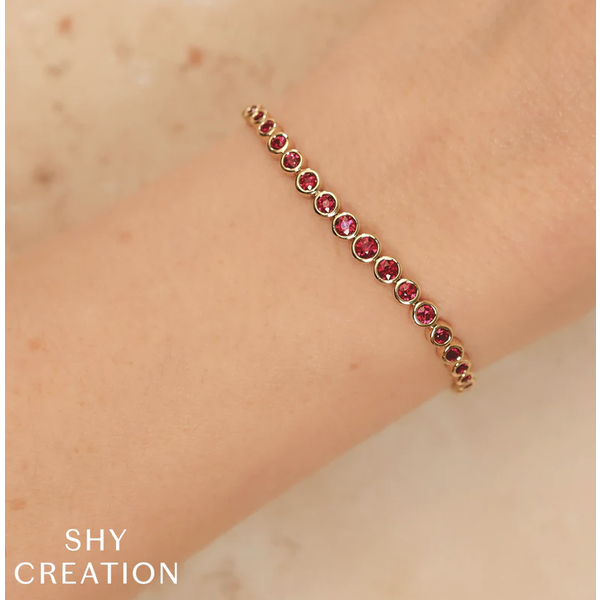 SHY CREATION INC 14kt Yellow Gold 2.28 Ruby Bezel Tennis Bracelet