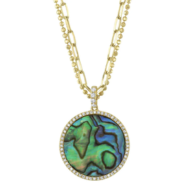 SHY CREATION INC 14kt Yellow Gold .20 Diamond 2.91 Abalone Necklace
