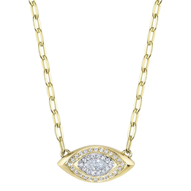 SHY CREATION INC 14kt Yellow Gold .16 Diamond Marquise Link Necklace