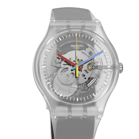 SWATCH CLEARLY BLACK STRIPED