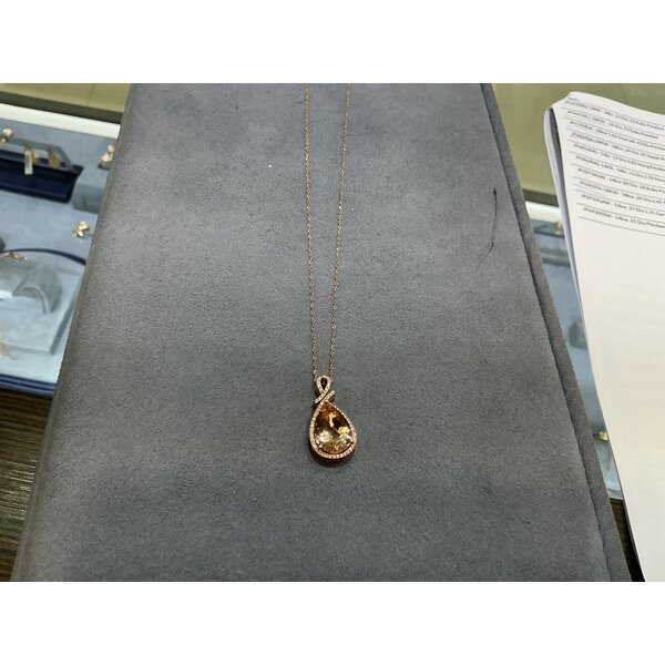 14kt Rose Gold .19ct Diamond 4.82ct Morganite Pendant
