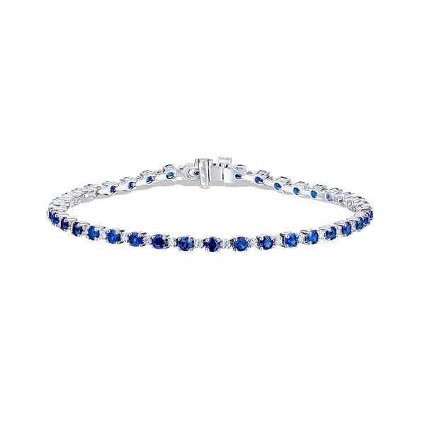 AMERICAN JEWELRY 18kt White Gold 4.10 Sapphire .55 Diamond Bracelet