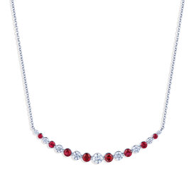 AMERICAN JEWELRY 18kt White Gold 1.00 Diamond 1.22 Ruby Neck