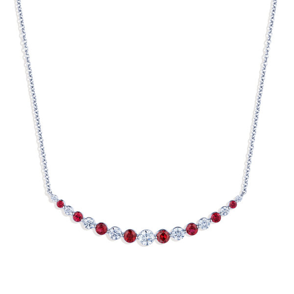 AMERICAN JEWELRY 18kt White Gold 1.00 Diamond 1.22 Ruby Neck