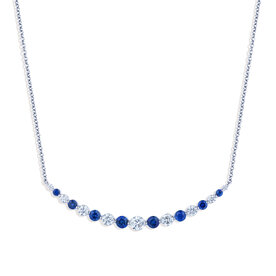 AMERICAN JEWELRY 18kt White Gold 1.22 Sapphire and 1.00 Diamond Necklace
