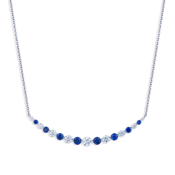 AMERICAN JEWELRY 18kt White Gold Sapphire and Diamond Necklace