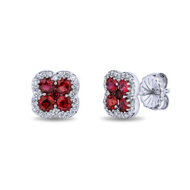 AMERICAN JEWELRY 18kt White Gold 1.36 Ruby .24 Diamond Earrings