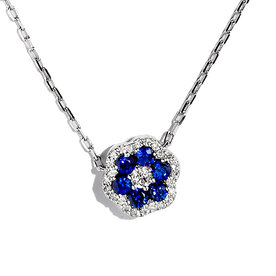 AMERICAN JEWELRY 18kt White Gold .57 Sapphire .21 Diamond Pendant