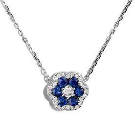 AMERICAN JEWELRY 18kt White Gold .61 Sapphire 1.32 Diamond Pendant