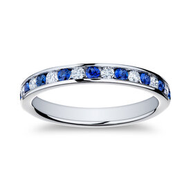 AMERICAN JEWELRY 18kt White Gold .30 Sapphire .22 Diamond Band