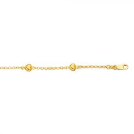 14kt Yellow Gold Polished Heart Station Bracelet