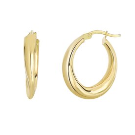 14kt Yellow Gold 5x20mm Graduated Oval Hoop Earrings