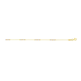 14kt Tri-Colour Gold Diamond Cut Bead Anklet