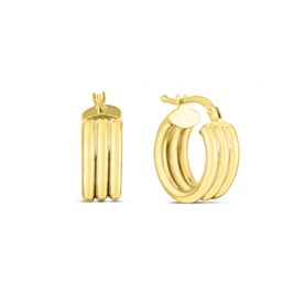 14kt Yellow Gold 3 Row Hoop Earrings