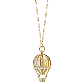 MONICA RICH KOSANN 18kt Yellow Gold .44 Diamond and Pearl Hot Air Balloon Necklace