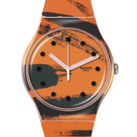 SWATCH BARNS-GRAHAM'S ORANGE AND RED ON PINK