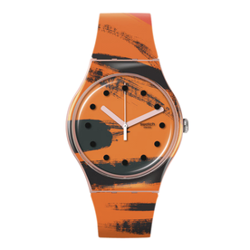 SWATCH BARNS-GRAHAM'S ORANGE AND RED ON PINK
