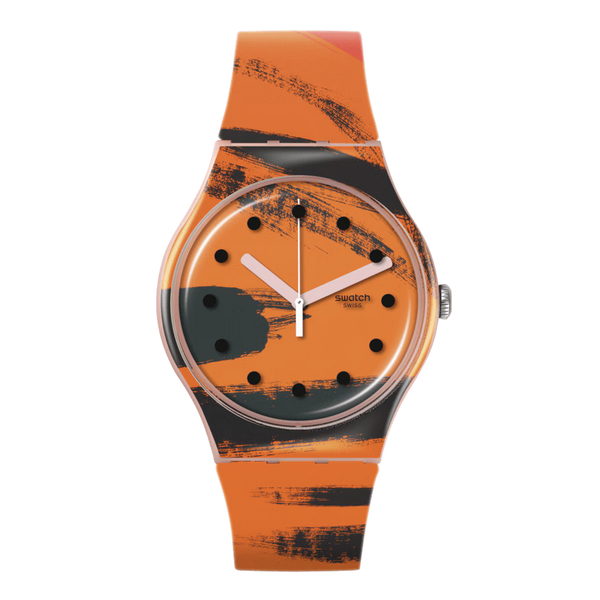 SWATCH BARNS-GRAHAM'S ORANGE AND RED ON PINK