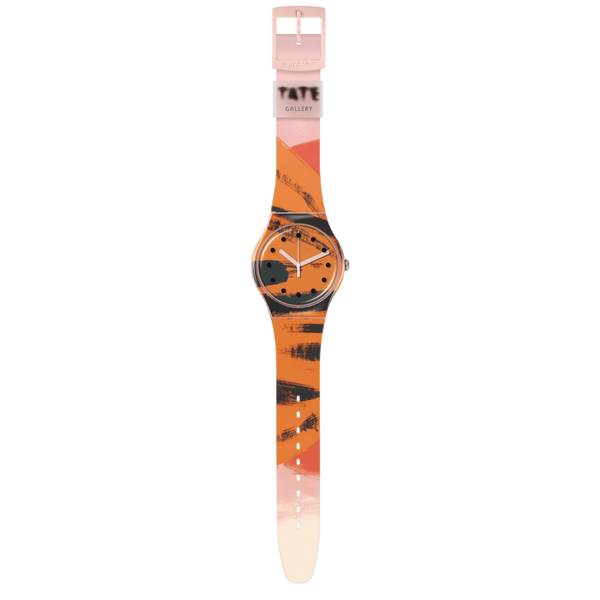 SWATCH BARNS-GRAHAM'S ORANGE AND RED ON PINK