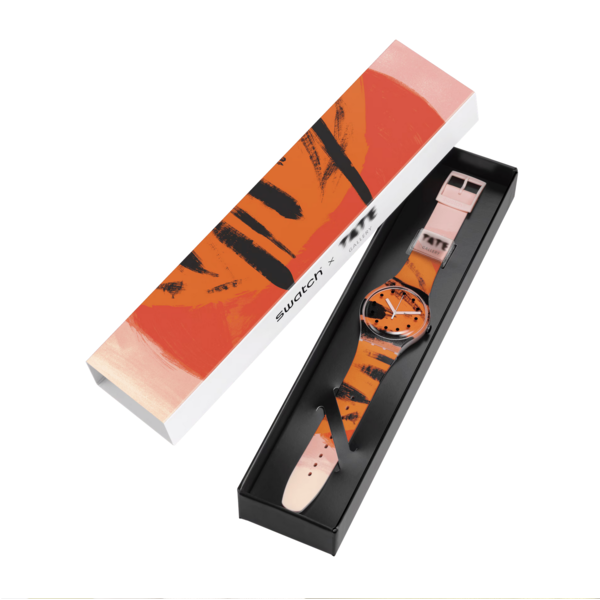 SWATCH BARNS-GRAHAM'S ORANGE AND RED ON PINK