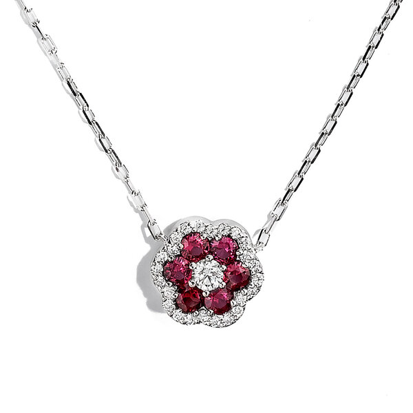 AMERICAN JEWELRY 3ES0111RBPDW - 18kw .67 Ruby .21 Dia Pendant
