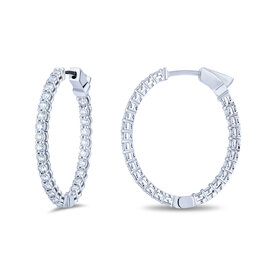 AMERICAN JEWELRY 3EHO10003 - 18kw Oval 1.89 Diamond Hoops