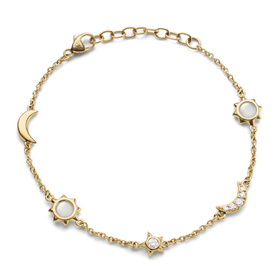 MONICA RICH KOSANN 18kt Yellow Gold Sun, Moon and Stars Diamond and Moonstone Chain Bracelet