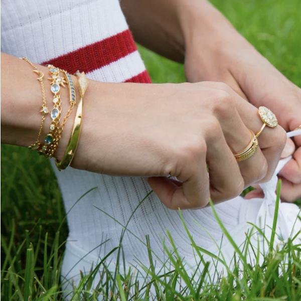 MONICA RICH KOSANN 18kt Yellow Gold Sun, Moon and Stars Diamond and Moonstone Chain Bracelet