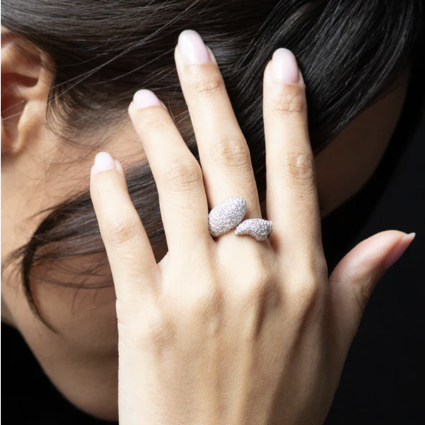 MONICA RICH KOSANN Stirling Silver "Perseverance" Fish Pave Sapphire Ring