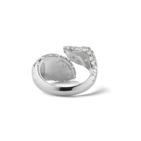 MONICA RICH KOSANN Stirling Silver "Perseverance" Fish Pave Sapphire Ring