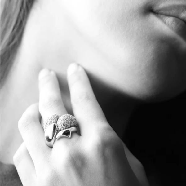 MONICA RICH KOSANN Stirling Silver "Perseverance" Fish Pave Sapphire Ring
