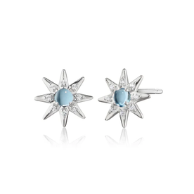 MONICA RICH KOSANN Stirling Silver Blue Topaz & Sapphire Star Stud Earrings