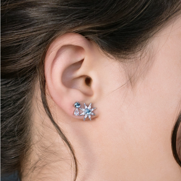 MONICA RICH KOSANN 45125 - SS Blue Topaz & Sapphire Star Stud Earrings