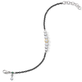 MONICA RICH KOSANN Bezel Set Sapphire & Black Steel Tennis Bracelet In Sterling Silver and 18K Gold