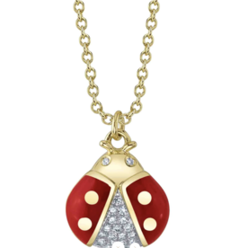 SHY CREATION INC 14kt Yellow Gold .05 Diamond Ladybird Necklace