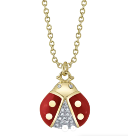 SHY CREATION INC 14kt Yellow Gold .05 Diamond Ladybird Necklace