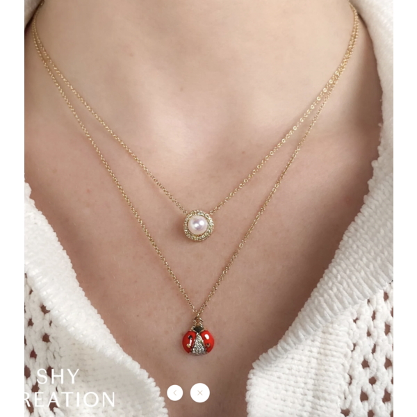 SHY CREATION INC 14kt Yellow Gold .05 Diamond Ladybird Necklace
