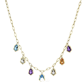 SHY CREATION INC 14kt Yellow Gold 6.18 Multicolor Sapphire Necklace