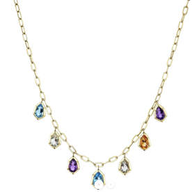 SHY CREATION INC 14kt Yellow Gold 6.18 Multicolor Sapphire Necklace