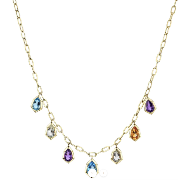SHY CREATION INC 14kt Yellow Gold 6.18 Multicolor Sapphire Necklace