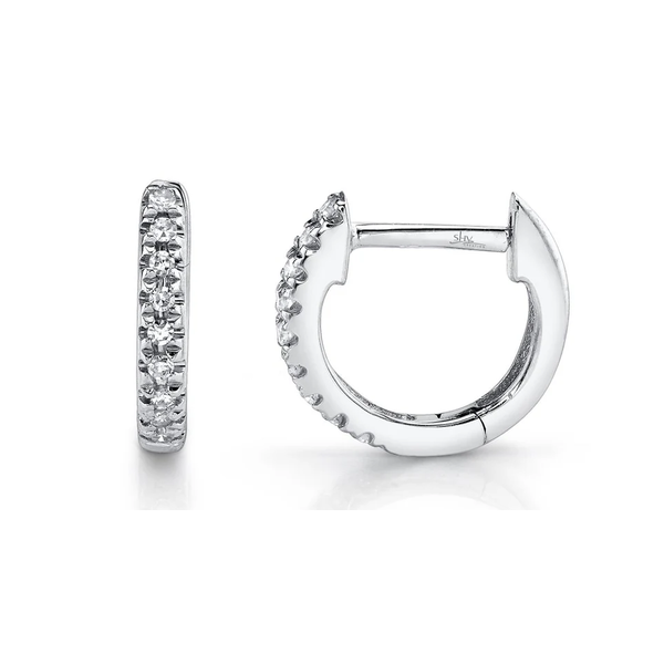 SHY CREATION INC 14k White Gold 0.04ct Diamond Huggie Earrings