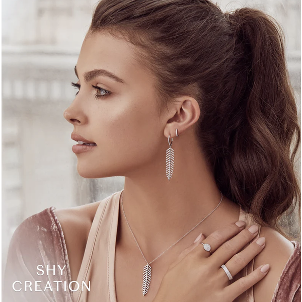 SHY CREATION INC 14k White Gold 0.04ct Diamond Huggie Earrings