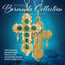 18kt Yellow Gold Tucker Cross Pendant 5ct Emeralds