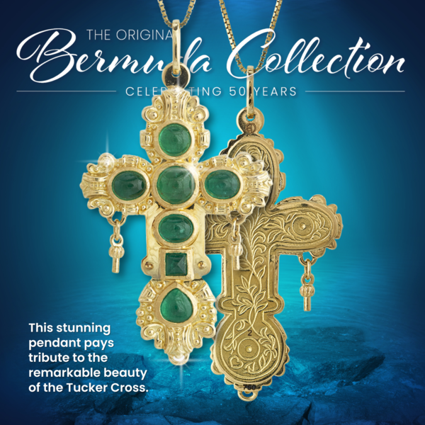 18kt Yellow Gold Tucker Cross Pendant 5ct Emeralds
