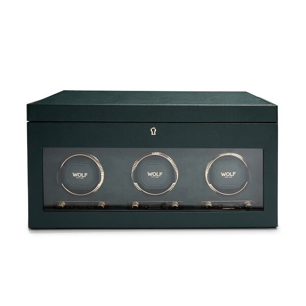 WOLF DESIGNS British Racing Triple Watch Winder with Storage