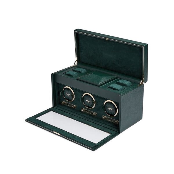 WOLF DESIGNS British Racing Triple Watch Winder with Storage