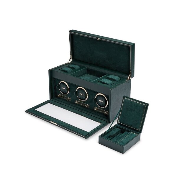 WOLF DESIGNS British Racing Triple Watch Winder with Storage