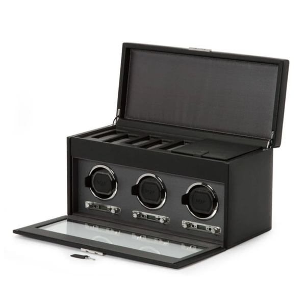 WOLF DESIGNS Triple Watch Winder with Storage