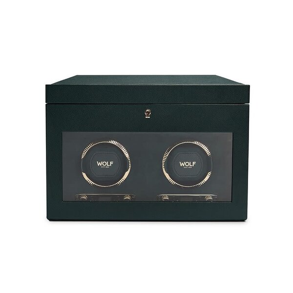 WOLF DESIGNS British Racing Double Watch Winder with Storage